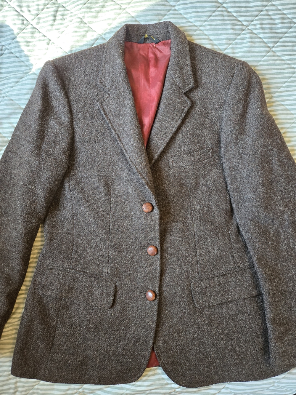 Womens Tailored Academia Brown 100% Wool Blazer Jacket